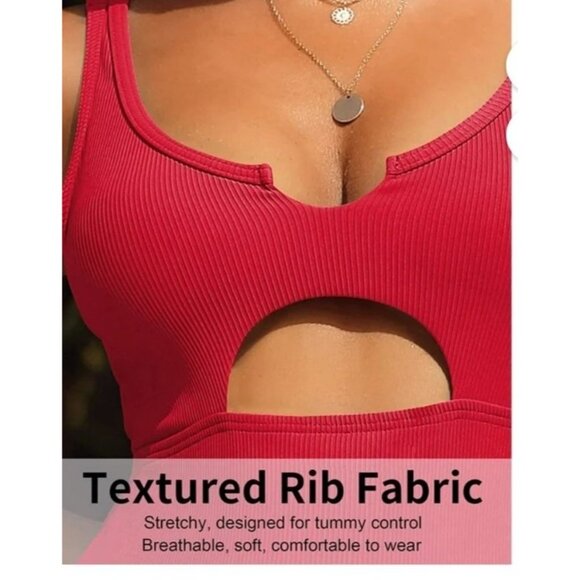 Charmo Womens Red Cutout Monokini One Piece Swimsuit Size Small Beach Pool Sexy - Picture 4 of 10